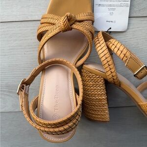 Braided Block Heel Sandals - Tan Wedge Heels NWT The Drop Amazon Brand